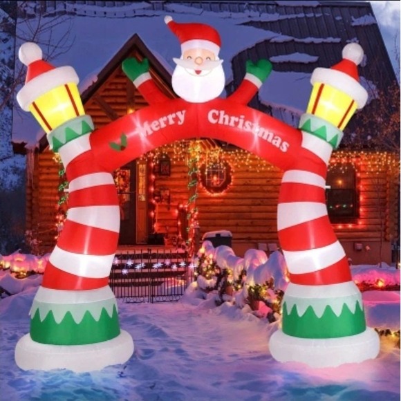 The Unbranded Brand Other - Giant‎ 10ft Lighted Santa Christmas Arch Inflatable Outdoor Yard Entryway Decor